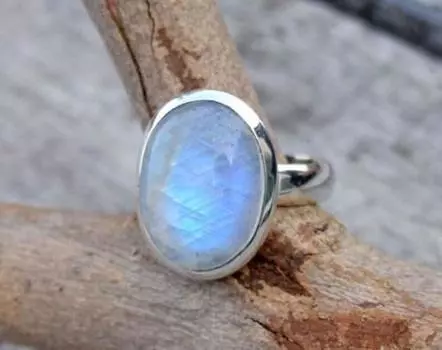 Кольцо из стерлингового серебра 925 пробы с радужным лунным камнем, кольцо ручной работы, серебряное кольцо, подарок для нее, штабелируемое кольцо, кольцо с камнем рождения 6