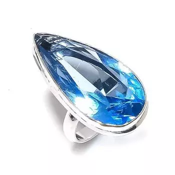 Кольцо из стерлингового серебра 925 пробы с натуральным танзанитом, кварцем, ручной работы, размер 8 i5e36