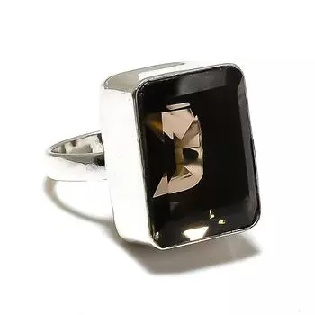 Кольцо из стерлингового серебра 925 пробы с натуральным дымчатым топазом ручной работы, размер 6,5 M4J79