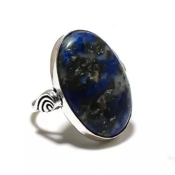 Кольцо из стерлингового серебра 925 пробы с натуральным лазуритом ручной работы, размер 10 B5t95
