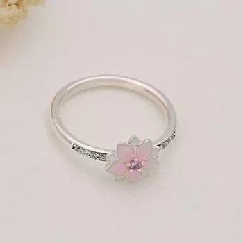 Кольцо из стерлингового серебра 925 пробы, креативное кольцо с магнолией для женщин, подарок на свадьбу, модные украшения 10