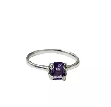 Кольцо из стерлингового серебра 925 пробы с натуральным аметистом, размер 5 США, подарочное кольцо 5 US