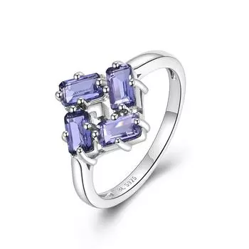 Кольцо из стерлингового серебра 925 пробы, натуральный иолит, октябрь 3*5 мм, драгоценный камень, ювелирные украшения для женщин, жены, подарок на день рождения us ring size 6# синий