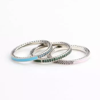 Кольцо из стерлингового серебра 925 пробы, цветная эмаль, круглое кольцо для женщин, подарок на свадьбу, модные украшения 5