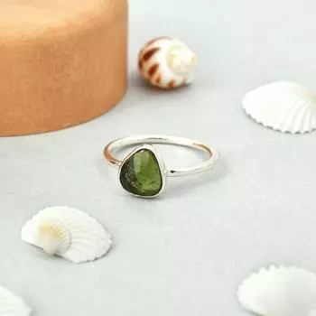 Кольцо из стерлингового серебра 925 пробы с натуральным турмалином огранки «зеленая роза» 8 подарочное кольцо из США 8 US