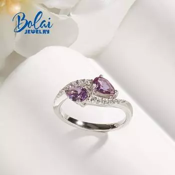 Кольцо из стерлингового серебра 925 пробы с сапфиром, меняющим цвет, ювелирные изделия с драгоценными камнями для женщин, хороший подарок us ring size 6# фиолетовый