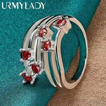 Оригинальное женское кольцо с камнями, стерлинговое серебро 925 пробы 7