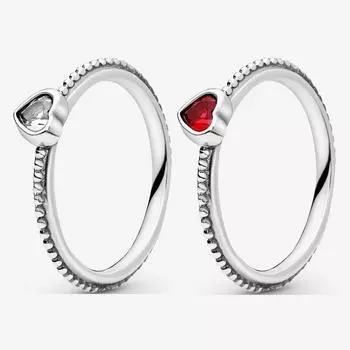 Кольцо из стерлингового серебра 925 пробы, серебряное блестящее кольцо с кристаллом в форме сердца для женщин, подарок на свадьбу, модные украшения 6 розы красного