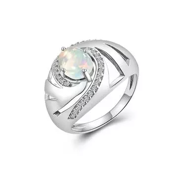 Кольцо из стерлингового серебра 925 пробы с натуральным опалом, изысканные украшения для женщин, жены, мамы, хороший подарок us ring size 7# белый