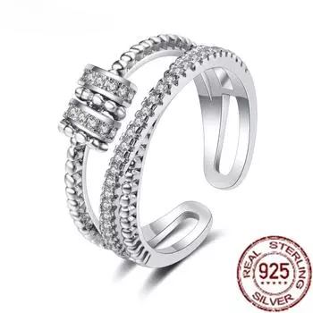 Кольцо из стерлингового серебра 925 пробы с регулируемым отверстием, женское кольцо с бусинкой, для снятия стресса для женской вечеринки Resizable