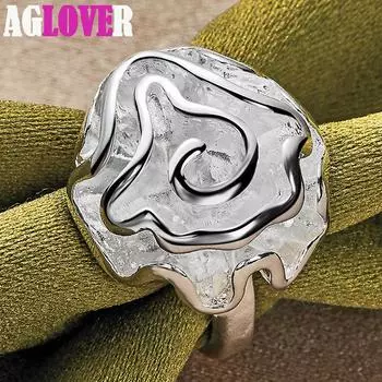 Кольцо из стерлингового серебра 925 пробы с розой, очаровательные модные украшения 6#