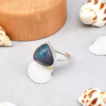 Кольцо из стерлингового серебра 925 пробы с натуральным черным опалом из Эфиопии, размер 8 (США), Подарочное кольцо 8 US