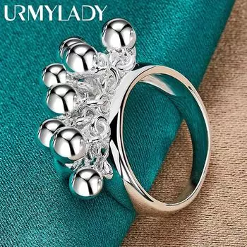 Кольцо из стерлингового серебра 925 пробы с коралловыми круглыми бусинами для женщин, очаровательные свадебные и помолвочные модные украшения 6