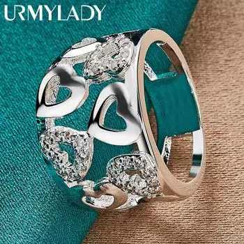 Кольцо из стерлингового серебра 925 пробы с полым гладким сердечком и цирконом 7 8 9 10 для женщин ювелирные изделия 7