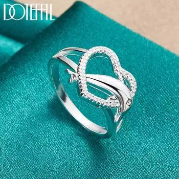 Кольцо из стерлингового серебра 925 пробы 7-10 #, модное ювелирное изделие в форме сердца с дельфином 7#