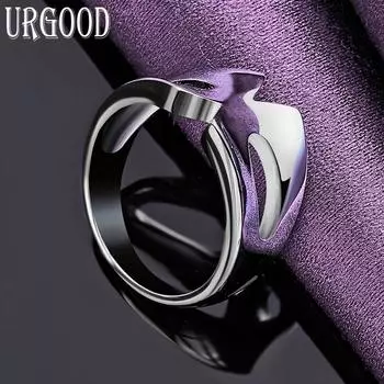 Ювелирные изделия из гладкого вогнутого геометрического кольца из стерлингового серебра 925 пробы 7#