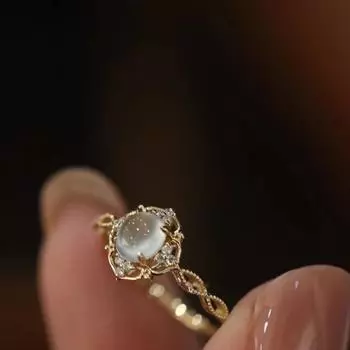 Кольцо из стерлингового серебра 925 пробы с натуральным лунным камнем и кошачьими глазами для женщин, модные роскошные модные ювелирные изделия с геометрическим дизайном