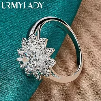 Кольцо из стерлингового серебра 925 пробы с цирконом подсолнуха 7, 8, 9, 10 для женщин, модные очаровательные ювелирные изделия 7