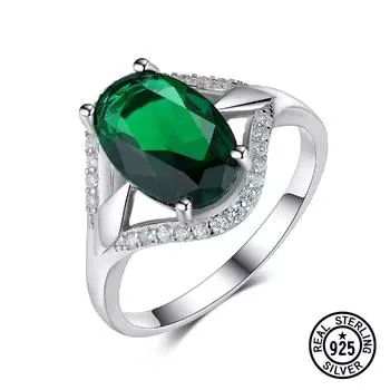 Кольцо из стерлингового серебра 925 пробы, роскошное кольцо с нано-изумрудом и прозрачным цирконием, кольца для женщин, подарки, классические ювелирные изделия 7