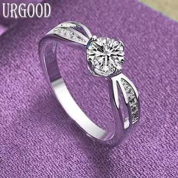 Кольцо из стерлингового серебра 925 пробы с цирконом AAA, подарочные ювелирные изделия 7#