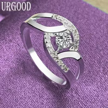 Кольцо из стерлингового серебра 925 пробы с цирконом ААА, подарочные ювелирные изделия 7#