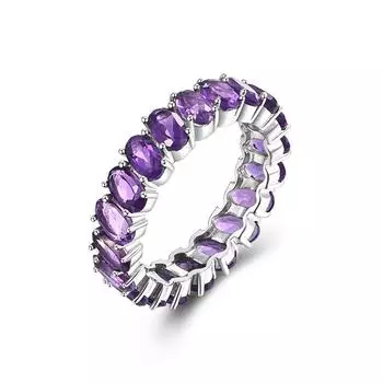 Кольцо из стерлингового серебра 925 пробы с аметистом и натуральным фиолетовым драгоценным камнем, камнем, рожденным по случаю рождения, изысканные украшения для женщин, повседневная одежда, хороший подарок us ring size 7# фиолетовый