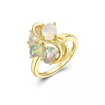 Кольцо из стерлингового серебра 925 пробы с опалом, натуральный эфиопский опал 1,8 карата, драгоценные камни, изысканные украшения для женщин, хороший подарок us ring size 6# жёлтый