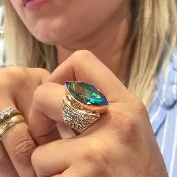 Кольцо из стерлингового серебра 925 пробы ручной работы, специальный дизайн, натуральный мистический топаз, драгоценный камень, подлинное кольцо для женщин