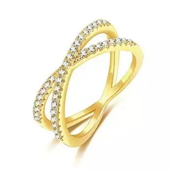 Кольцо из стерлингового серебра 925 пробы с X крестом, бесконечный палец, 18 К, цирконий, CZ, обручальное кольцо, ювелирное изделие, подарок для женщин, размер 4-12 12.5