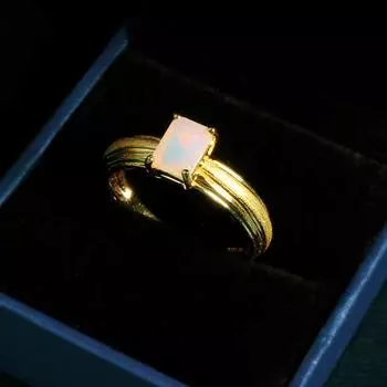 Кольцо из стерлингового серебра 925 пробы с опалом и натуральными драгоценными камнями Эфиопии, изысканные украшения для женщин, жены, мамы, подарок us ring size 6# жёлтый