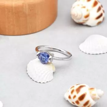 Кольцо из стерлингового серебра 925 пробы с натуральным синим танзанитом, размер 6,5, подарочное кольцо США 6.5 US