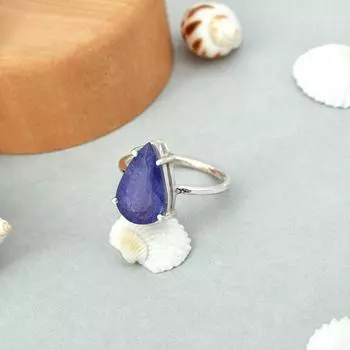 Кольцо из стерлингового серебра 925 пробы с натуральным грушевым танзанитом и драгоценным камнем 7, подарочное кольцо из США 7 US