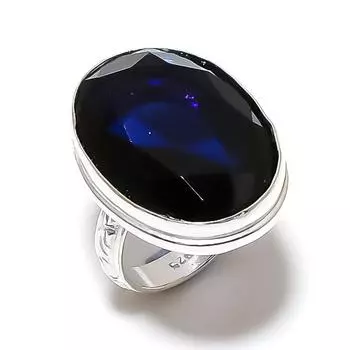 Кольцо из стерлингового серебра 925 пробы с натуральным лондонским голубым топазом ручной работы S.7.5 B5k05