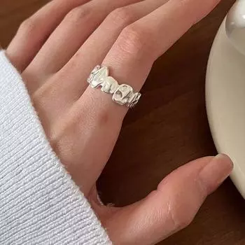 Кольцо из стерлингового серебра 925 пробы с неровной гофрированной текстурой, женское, высокочувствительное, на указательный палец, простой дизайн Ins Niche серебряный