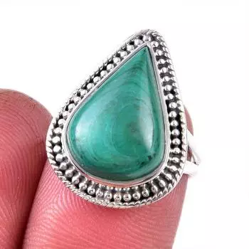 Кольцо из стерлингового серебра 925 пробы с натуральным малахитом, размер 6 i3Z39