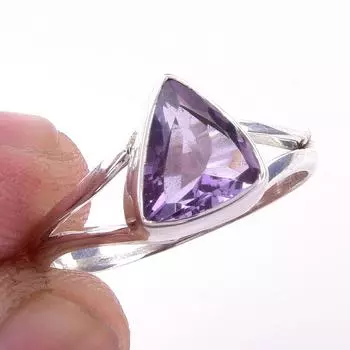 Кольцо из стерлингового серебра 925 пробы с натуральным розовым аметистом ручной работы S.7 f1I40