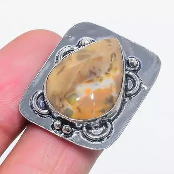 Кольцо из стерлингового серебра 925 пробы с натуральным драгоценным камнем-бабочкой Джаспер, размер 7,5 P2w96