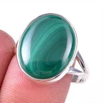 Кольцо из стерлингового серебра 925 пробы с натуральным малахитом, размер 9 г5P33