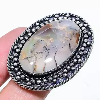 Кольцо из стерлингового серебра 925 пробы с натуральным болдер опалом ручной работы, размер 7,5 J5q01