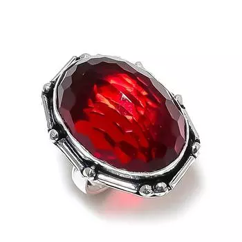 Кольцо из стерлингового серебра 925 пробы с натуральным мозамбикским гранатом ручной работы, размер 6 Z7i21