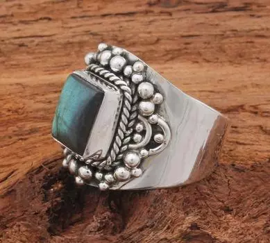 Кольцо из стерлингового серебра 925 пробы с ларимаром, цельный камень, богемное кольцо, дизайн для женщин, идея подарка, ювелирные изделия с драгоценными камнями, около 4,95 г 5