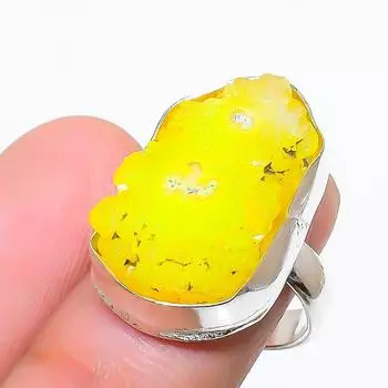 Кольцо из стерлингового серебра 925 пробы с натуральным желтым солнечным кварцем, размер 6 z7L83