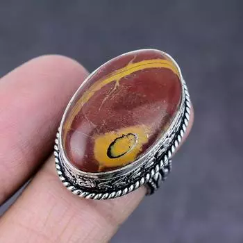 Кольцо из стерлингового серебра 925 пробы с натуральным драгоценным камнем Норина Джаспер ручной работы, размер 7 r5N55