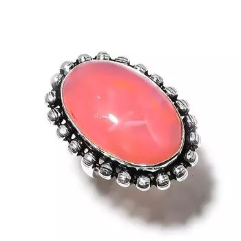 Кольцо из стерлингового серебра 925 пробы с натуральным розовым драгоценным камнем Ботсвана Друзы, размер 8 c7J25