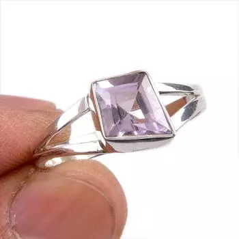 Кольцо из стерлингового серебра 925 пробы с натуральным розовым аметистом и драгоценным камнем S.9 n3l14