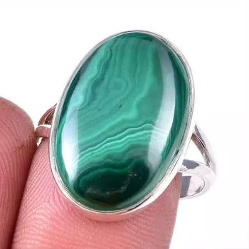 Кольцо из стерлингового серебра 925 пробы с натуральным малахитом, размер 9 H2j99