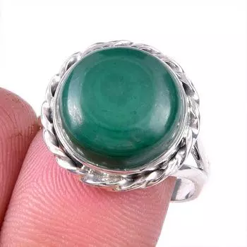 Кольцо из стерлингового серебра 925 пробы с натуральным малахитом, размер 9 m9T87