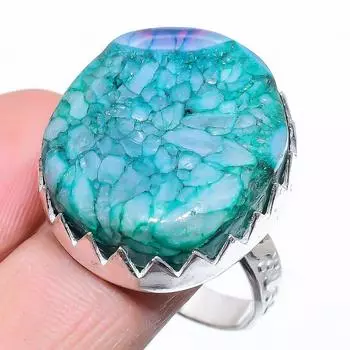 Кольцо из стерлингового серебра 925 пробы с натуральным зеленым солнечным кварцем, размер 10,5 A7G78