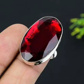 Кольцо из стерлингового серебра 925 пробы с натуральным мозамбикским гранатом, размер 7,5 E9P29