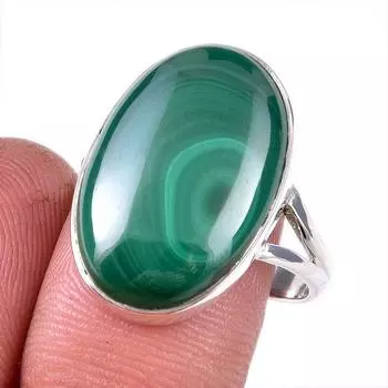 Кольцо из стерлингового серебра 925 пробы с натуральным малахитом, размер 9 l1l12